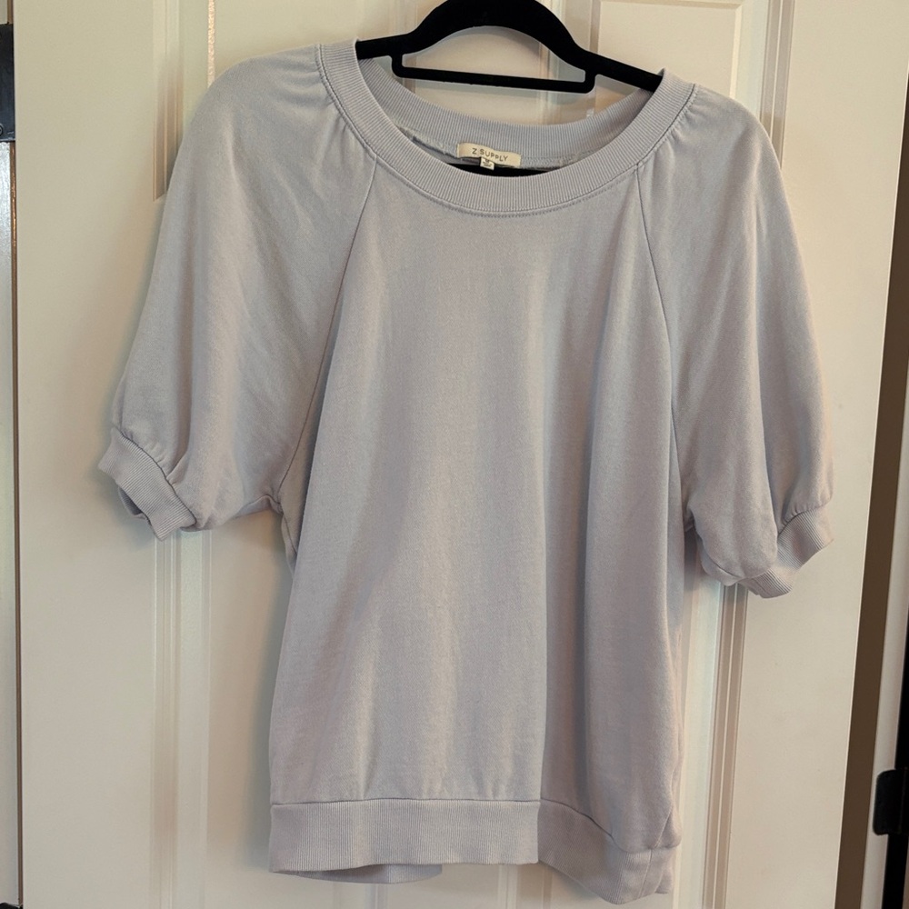 Z Supply Blue Boxy Short Sleeve Sweatshirt